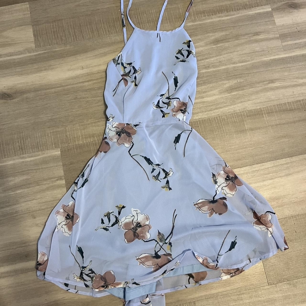 Floral Blue Sleeveless Dress